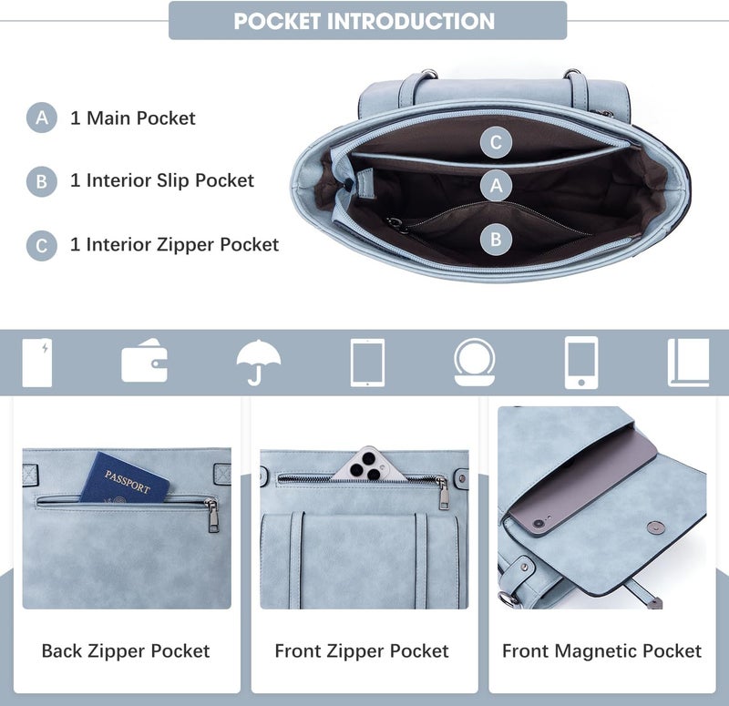 Roulens Crossbody Bags for Women,Multi Pocket Crossbody Purses Vegan Leather Shoulder Handbags Travel Purse Adjustable Strap - Image 3